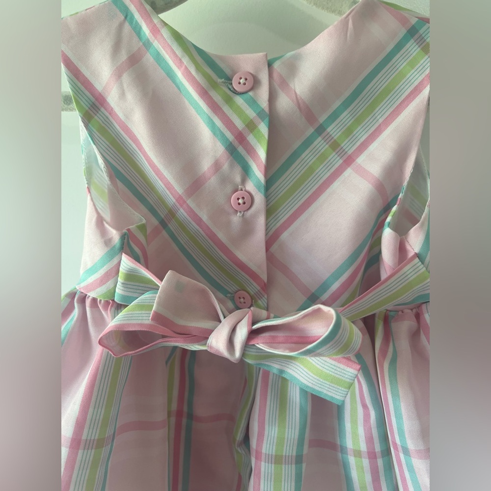 Good Lad “Perfectly Dressed” Pink Plaid Dress with Mint & Blush Flower Accents - Picture 4 of 6